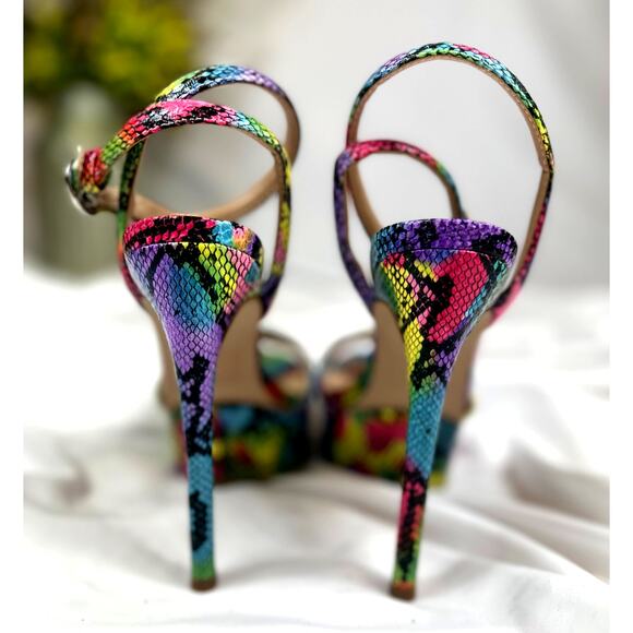 Steve Madden Marciana Snake Skin Multi Ankle Strap Open Toe High Heel Sandals 6 - Picture 16 of 16